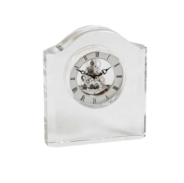 Desk clock- crystal skeleton arched clock