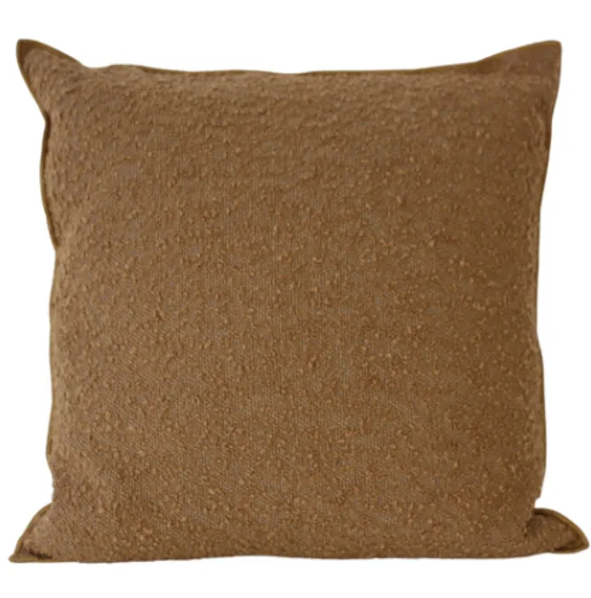 Rust Boucle feather cushion
