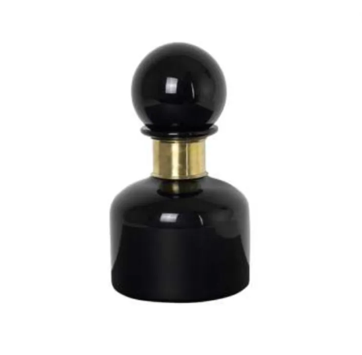 Decanter Black Glass Gold Neck 