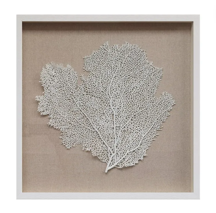 White Coral Natural Linen Art
