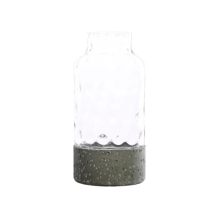 Dark grey concrete glass lantern tall