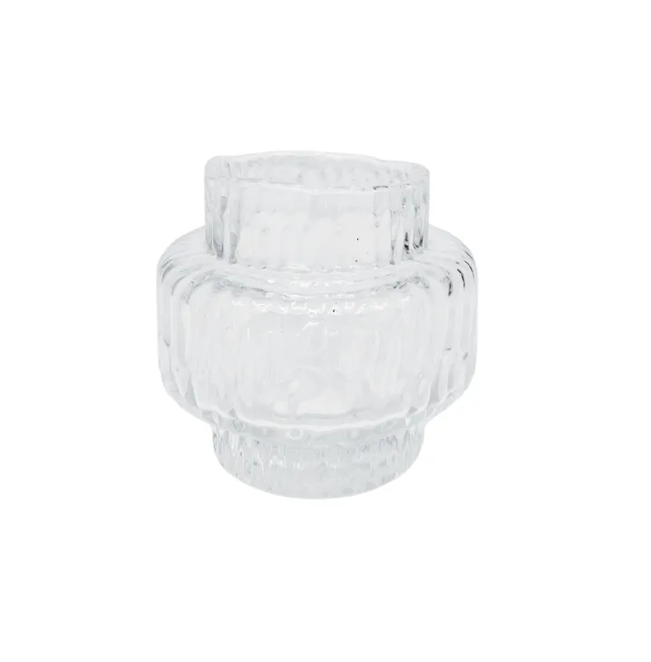 Clear Glass Rippled Vase