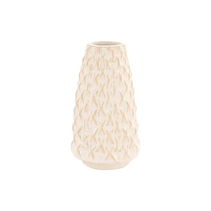 Ceramic cream mottled bud vase small
