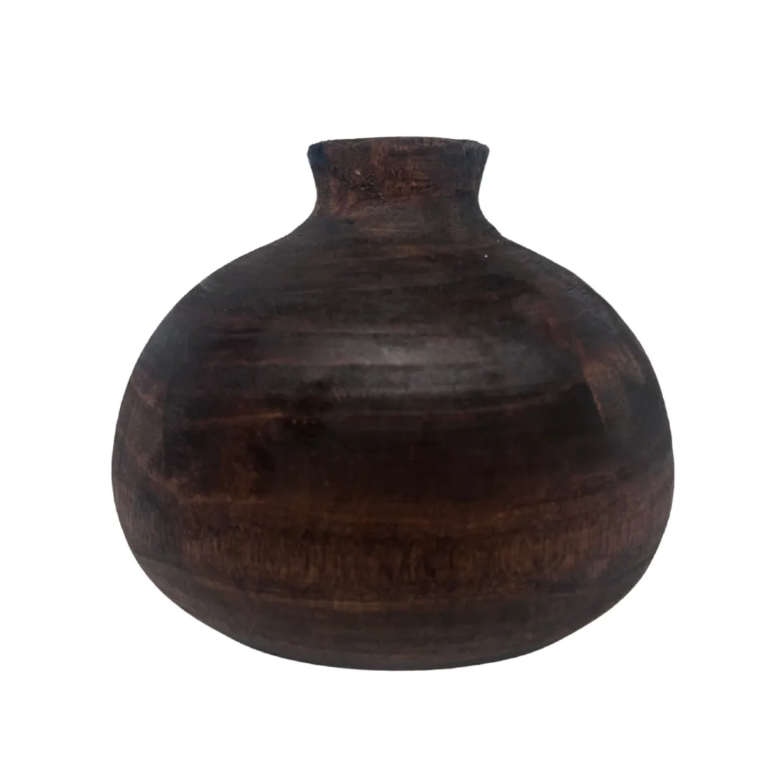 Wood vase narrow neck sml