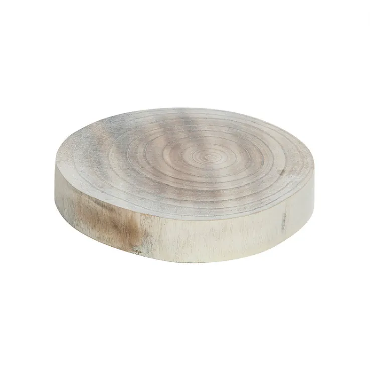 Whitewash round timber trivet board
