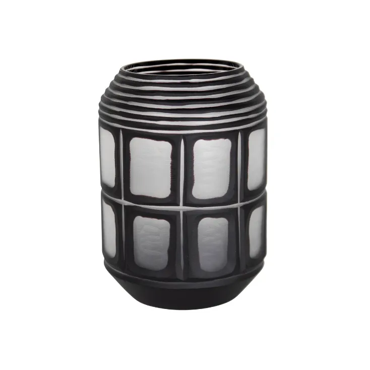 Glass Black White Check Vase
