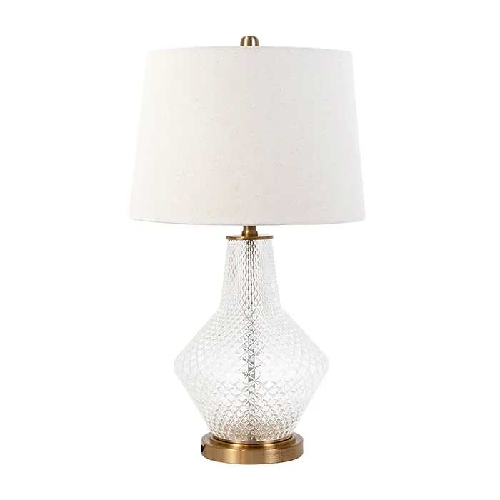 Glass brass base etched glass lamp