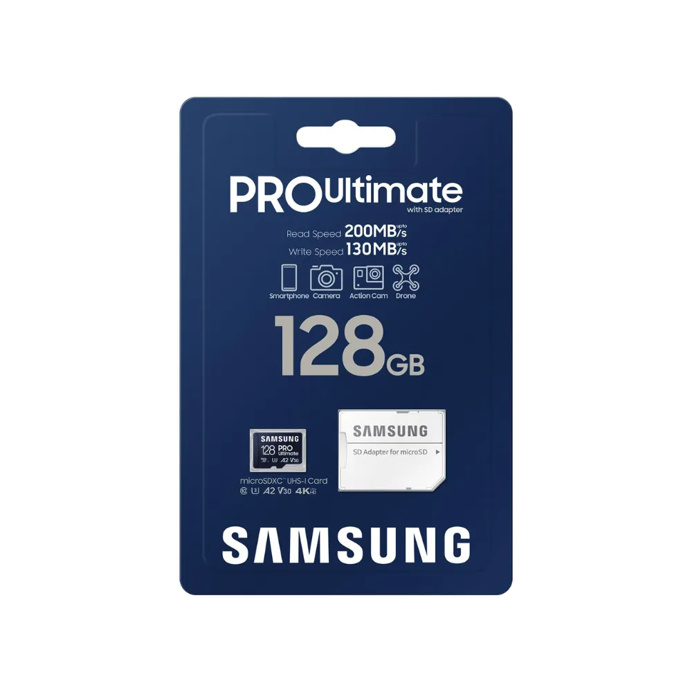Samsung 128GB PRO Ultimate UHS-I microSDXC Card with SD Adapter