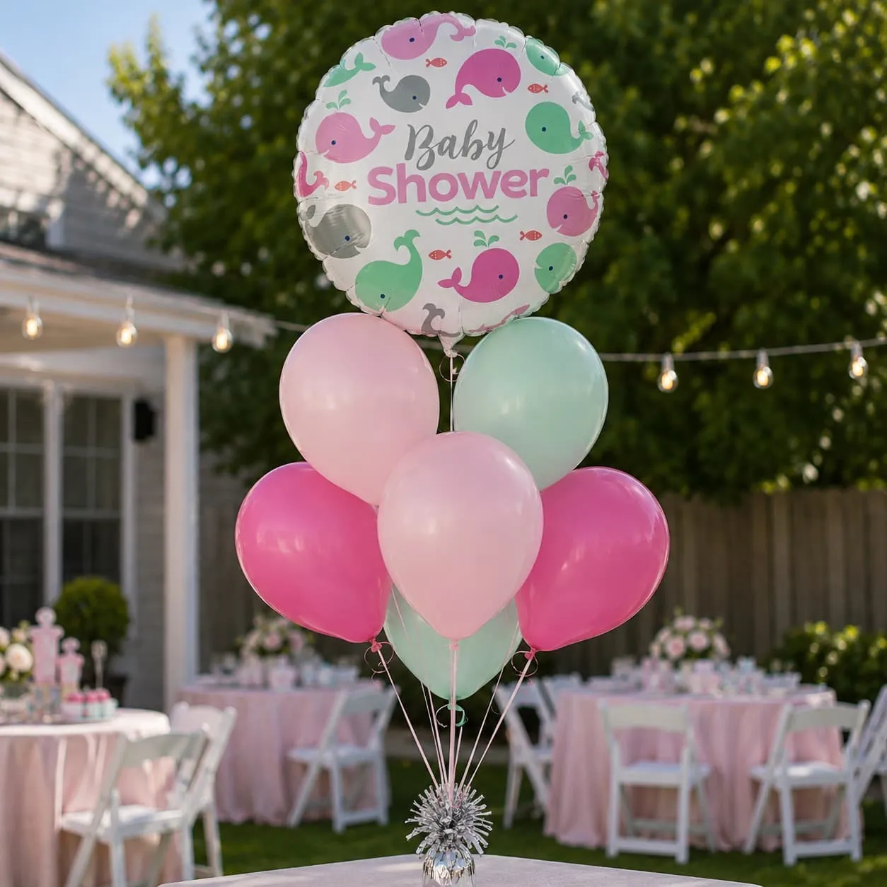 Celebration Foil with Full 7 Helium Filled Latex Balloon Bouquet