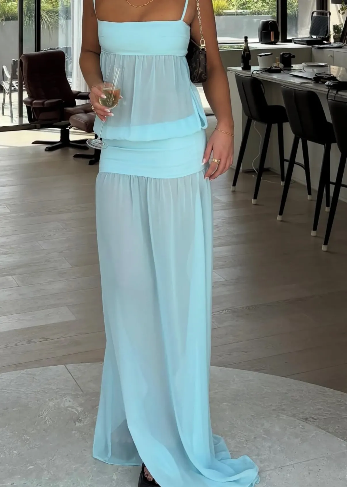 Ance Gria Romeo Gown in Aqua SIZE XS 