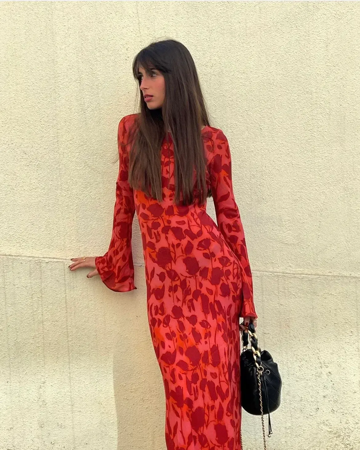 Realisation Par The Gia Havana Long Sleeve Red Floral Maxi Dress