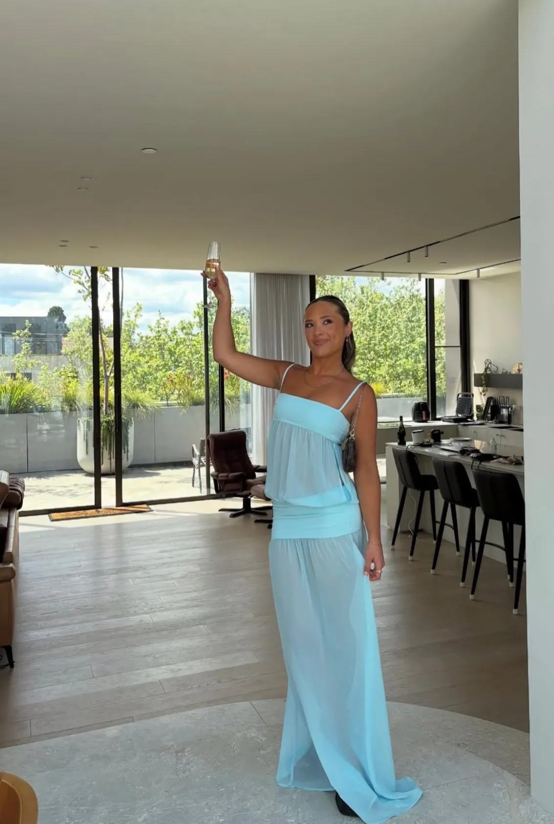 Ance Gria Romeo Gown in Aqua SIZE XS 