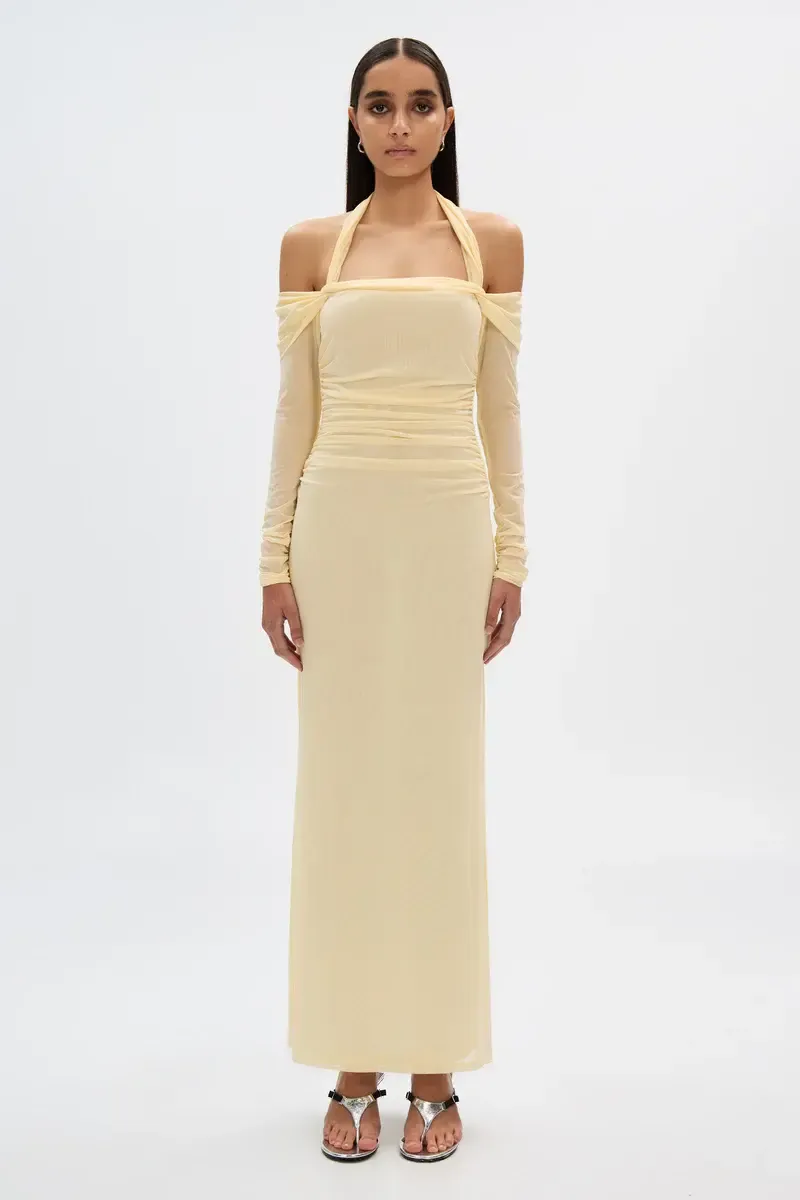 Misha The Sonnet Mesh Dress in Butter SIZE 6