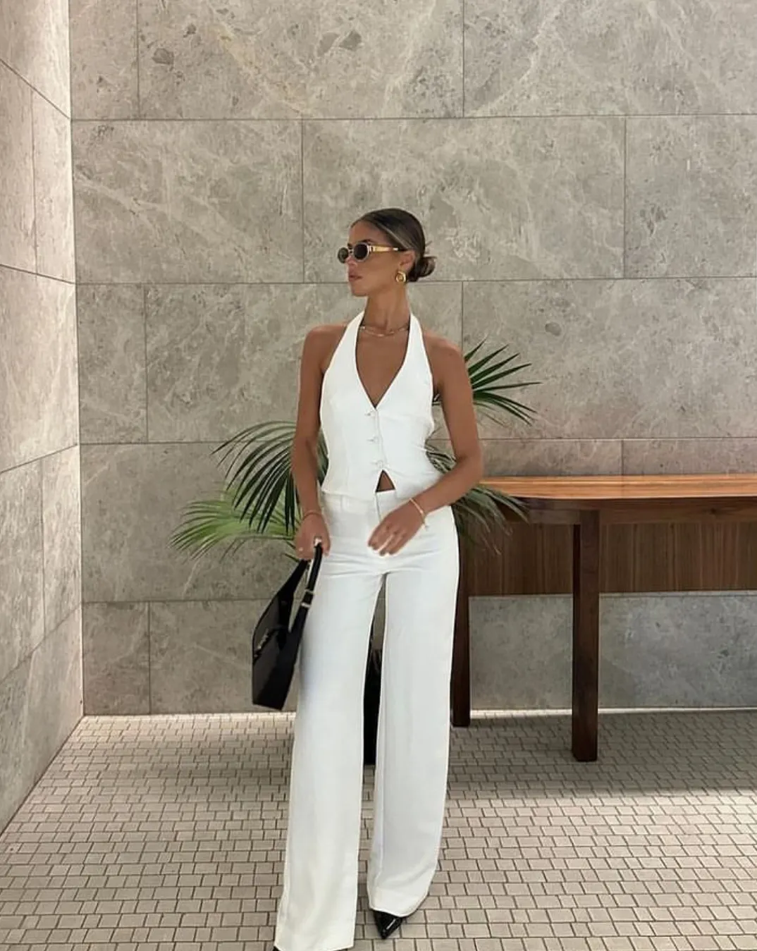 Kookai oyster top and ariel low rise pant SIZE 6