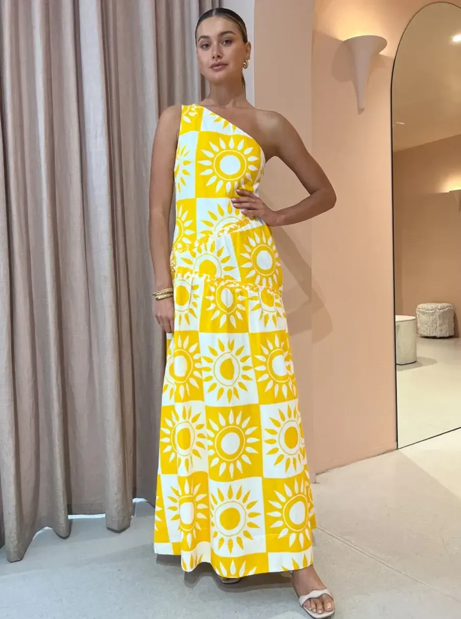 By Nicola Goldie One Shoulder Maxi Dress in Sol SIZE 6