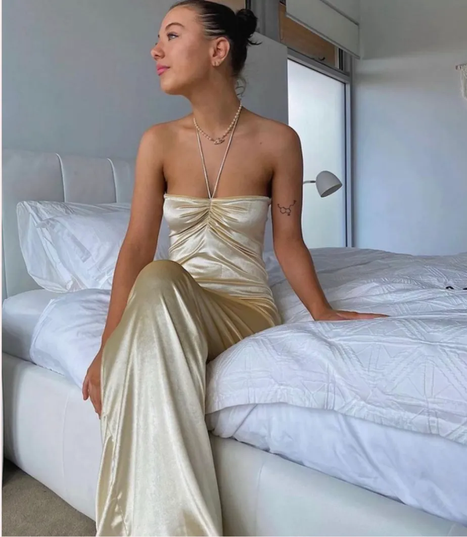 Hntr the Label Lulu gown CHAMPAGNE SIZE XS-S