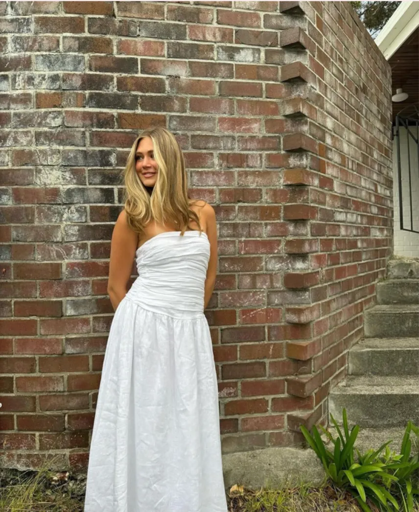 Dissh  Catania White Linen Strapless Dress SIZE 6