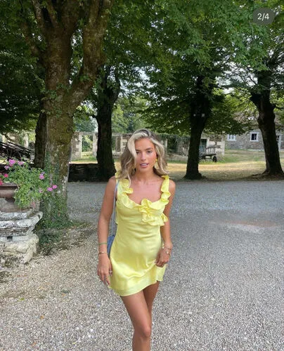 House of CB  Tink Buttercup Satin Ruffle Mini Dress 