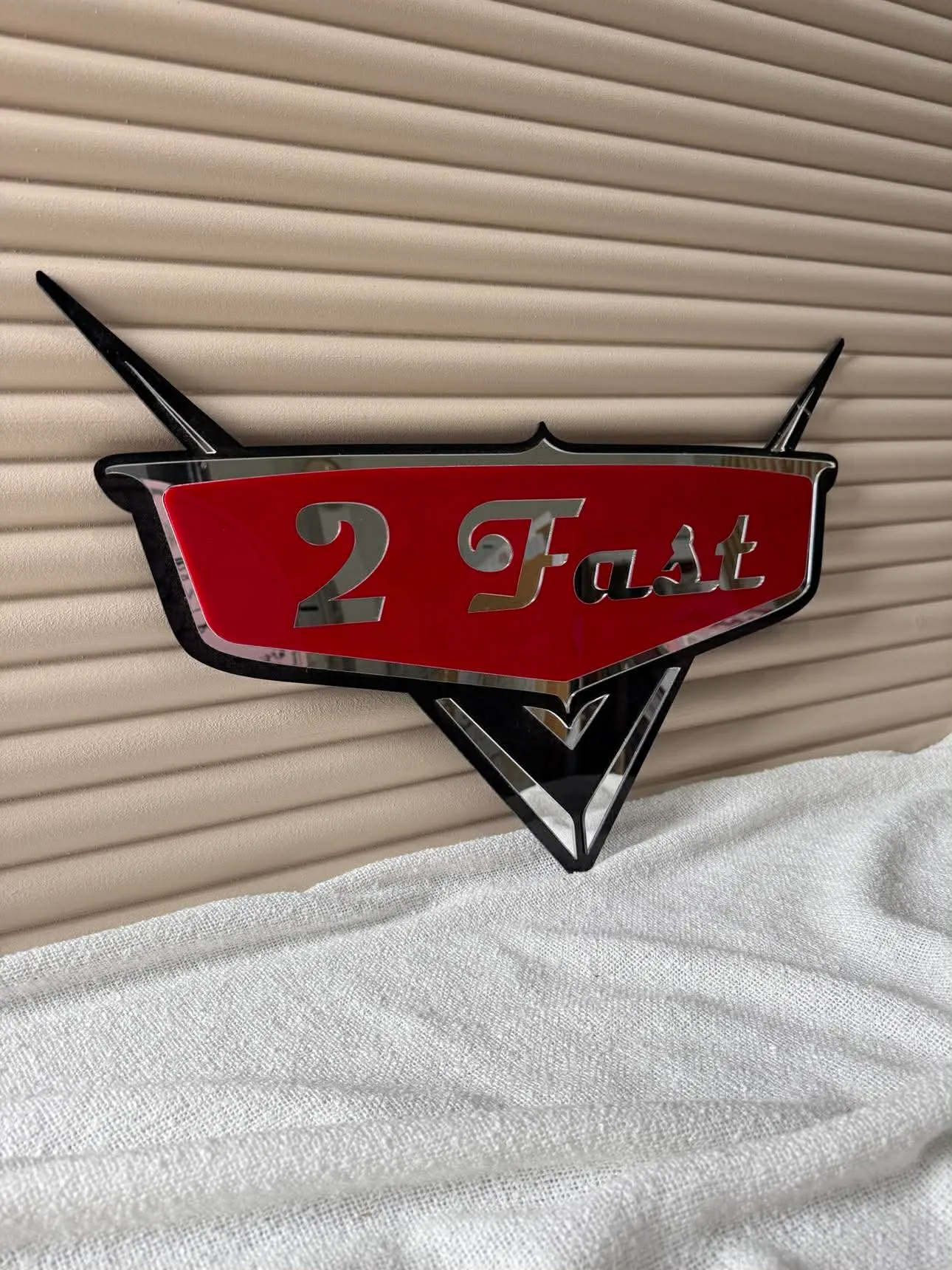 "2 Fast" Cars themed acrylic hire signage 