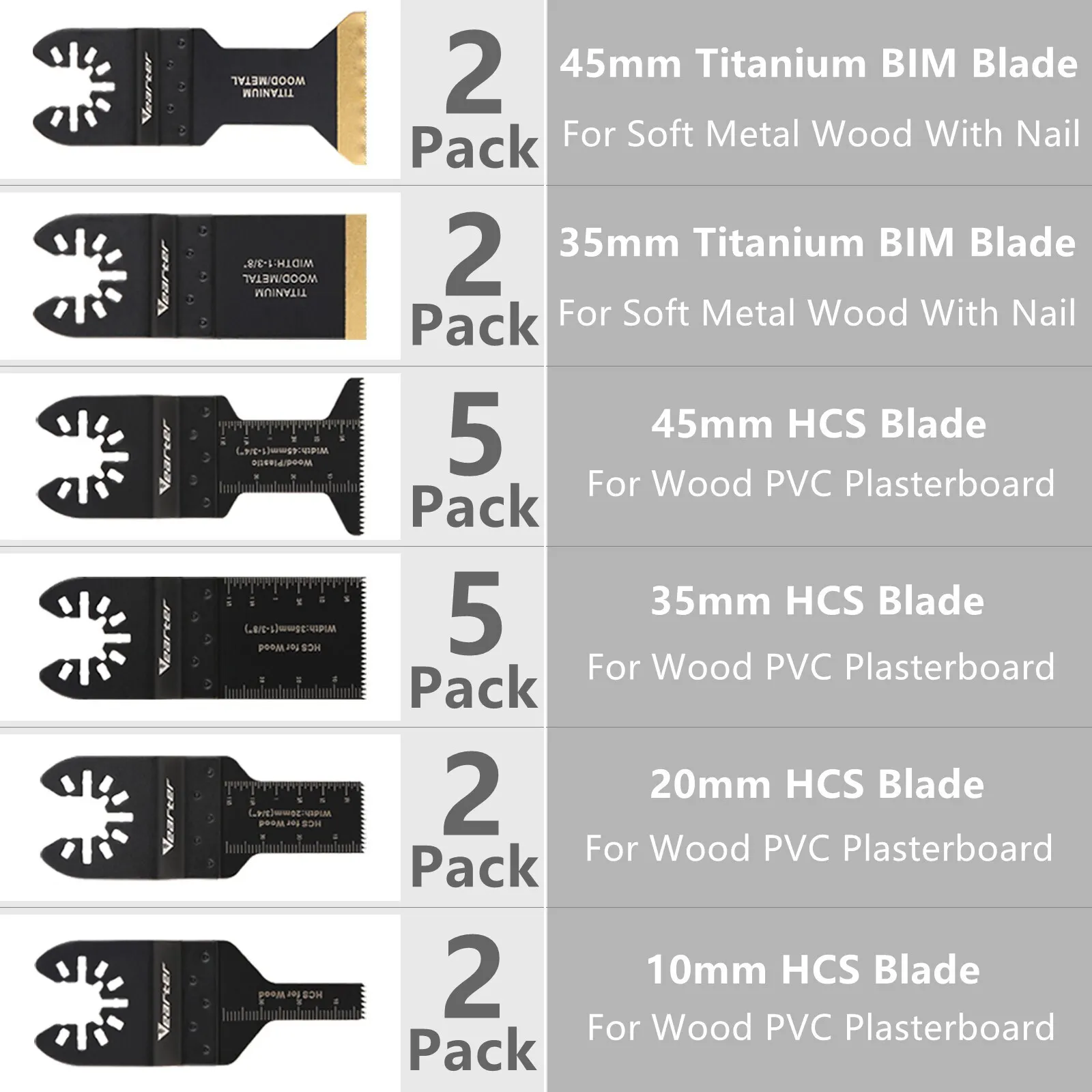 45mm Multi-tool Wood/Metal Blade Set - 8/Pack