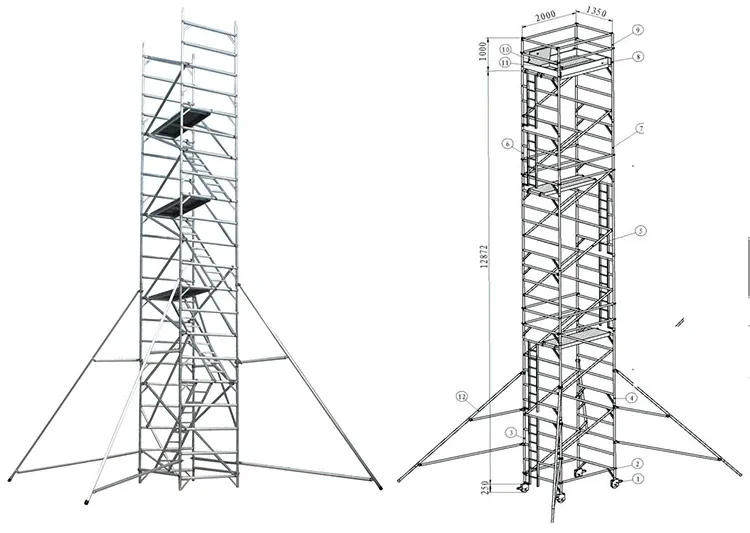 8M Handrail mobile ali tower