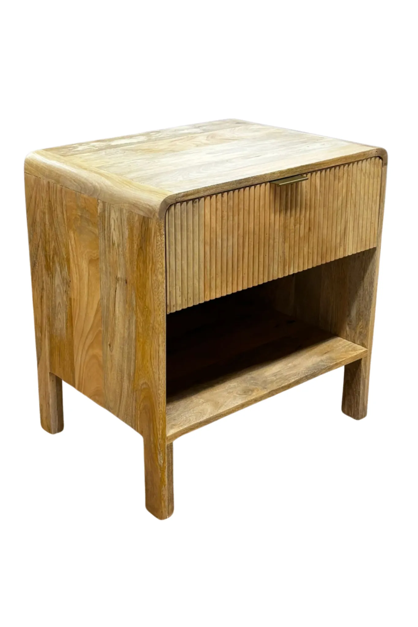 Calder Ribbed Wood Nightstand-NS23
