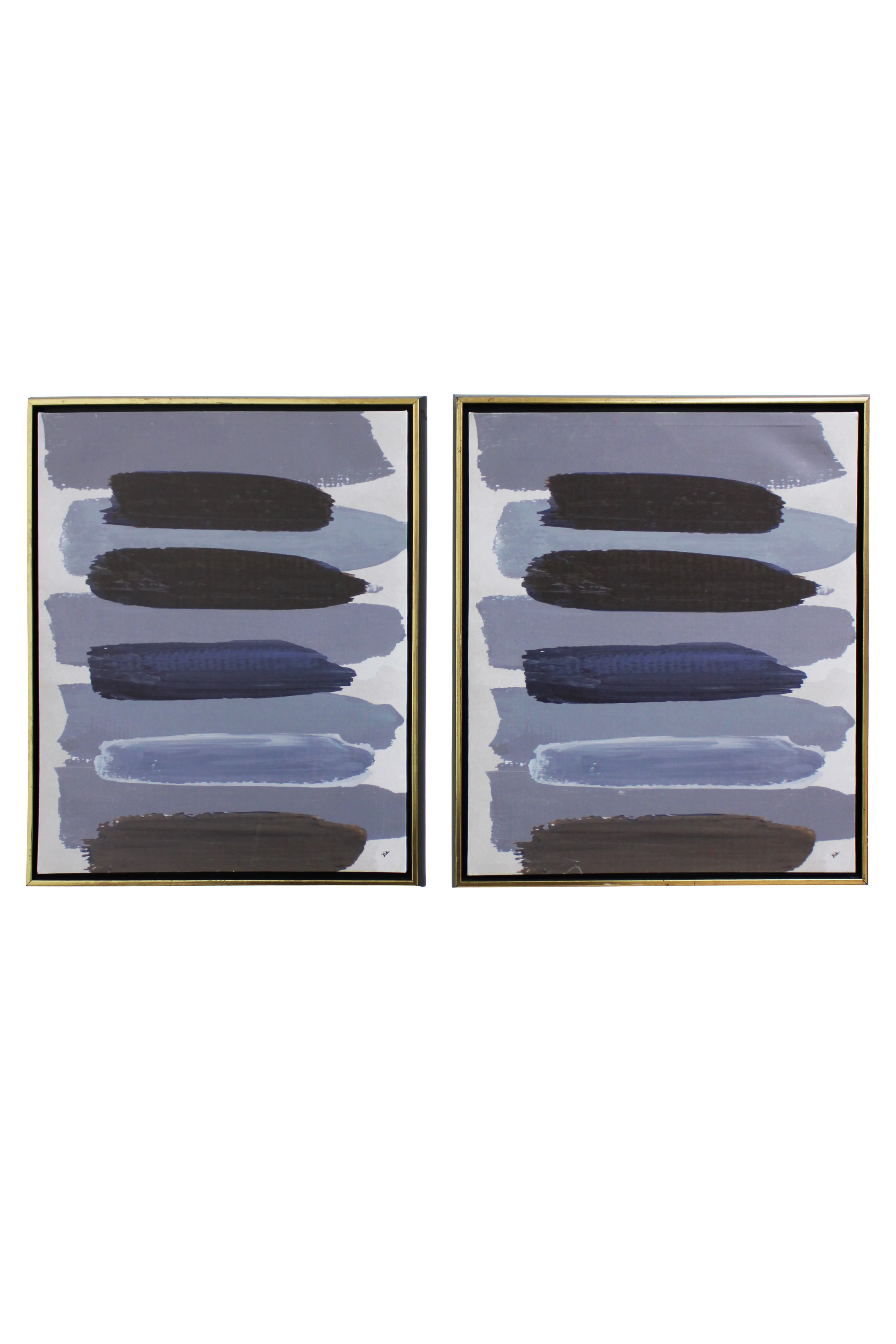 Indigo Strokes Abstract Artwork Set - AW44