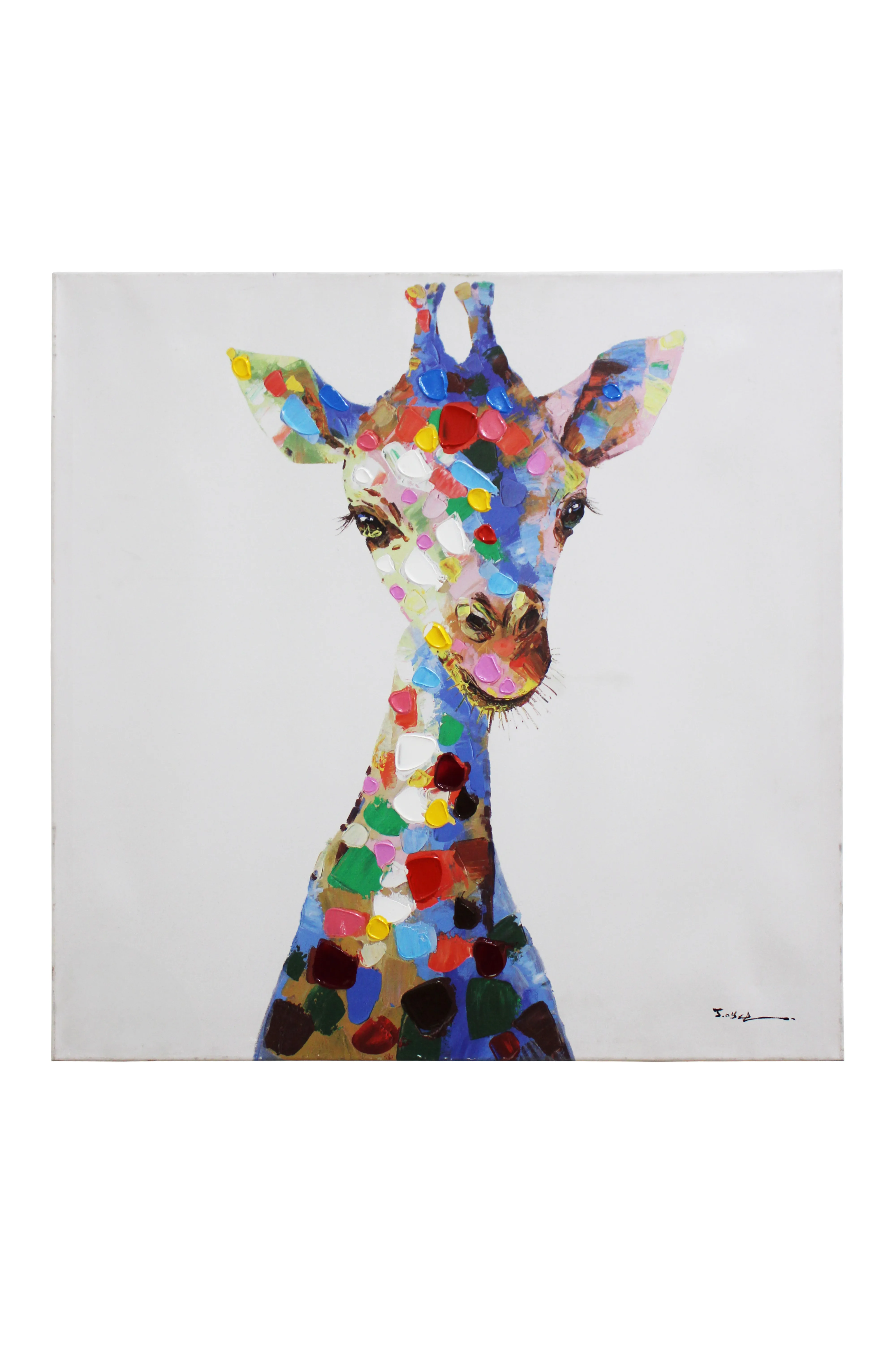 Colourful Giraffe Kids Artwork - KAW470