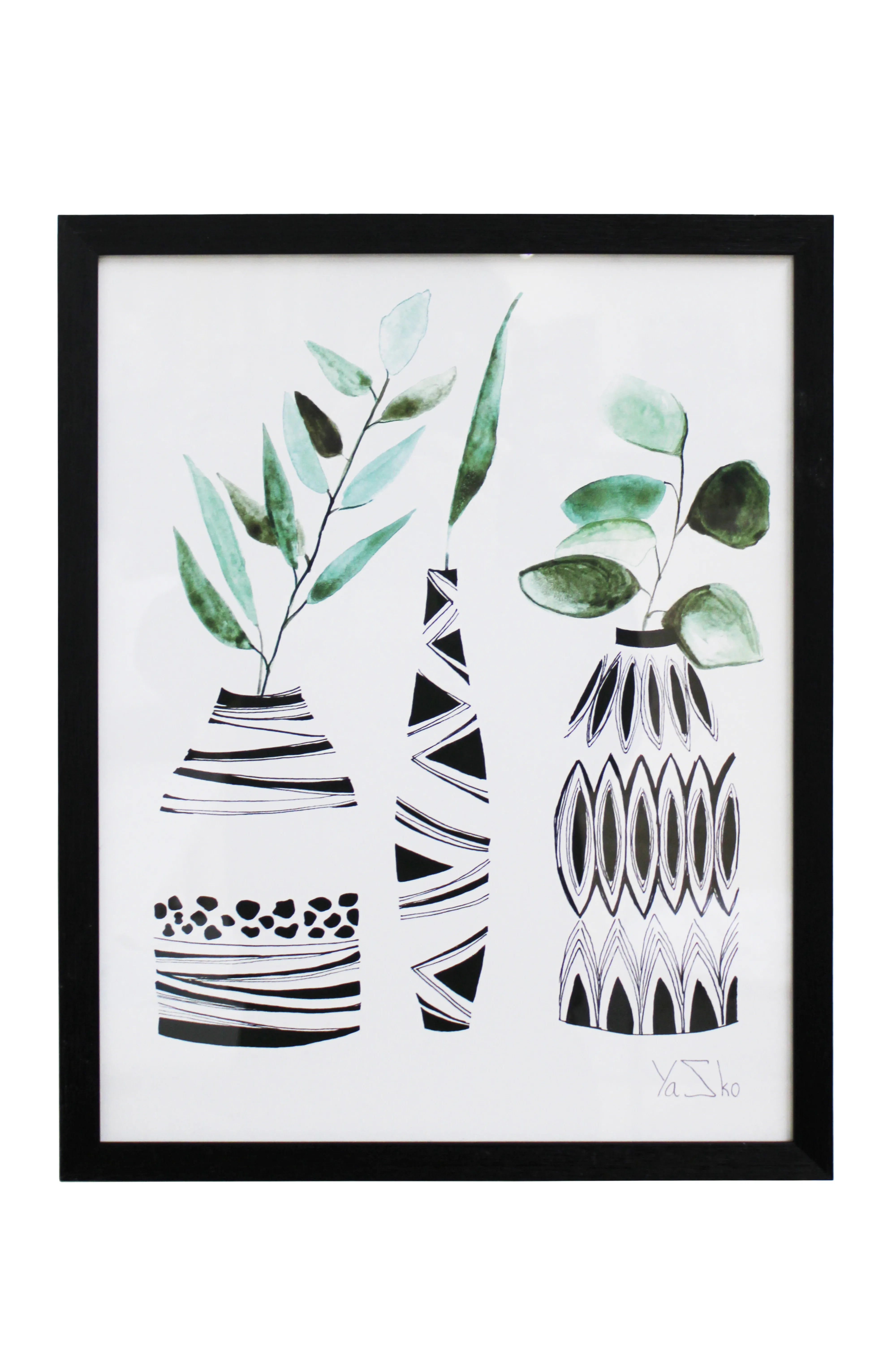 Abstract Vases With Greenery Artwork - BAW362