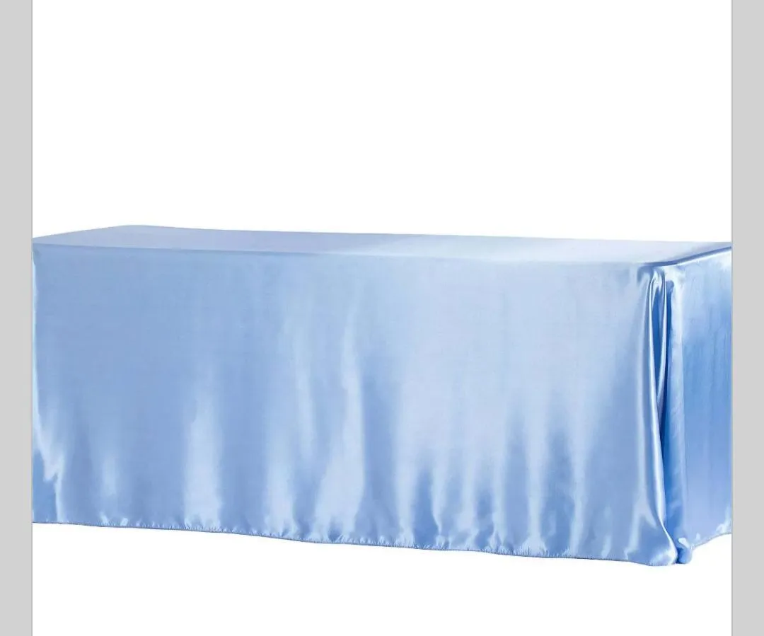  New Cornflower Satin Tablecloth 72X120 Inch