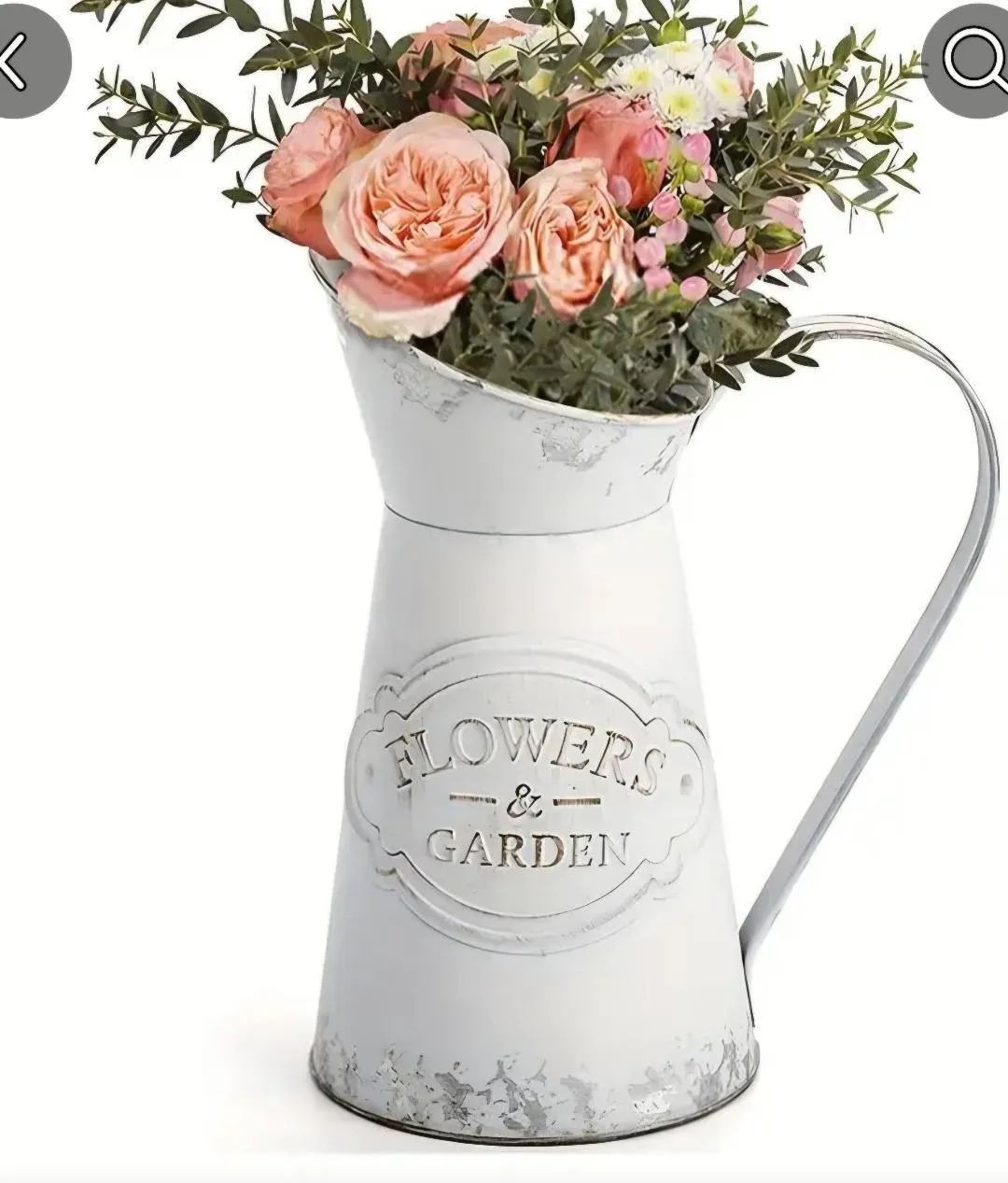 Flowers and Garden Pitcher 7 3/4Tall 4 1/2 inches Wide