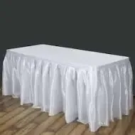 Satin Light Silver Table Skirt 14 Foot