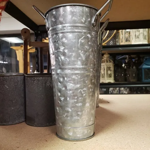 Large Galvanized Bucket 9 Inches Tall 6 Inch Opening
