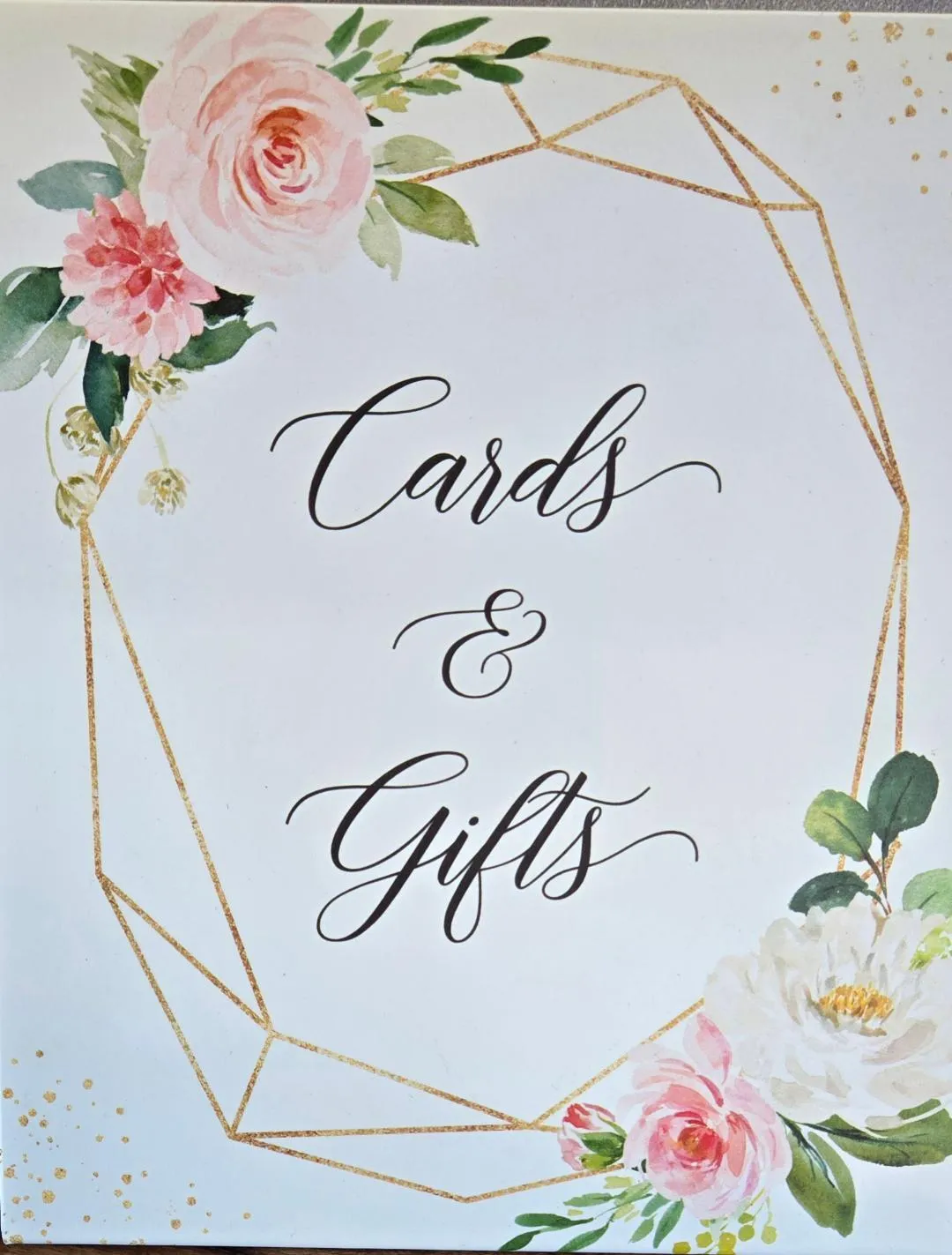 Acrylic Cards and Gift Sign with Pink Floral 8X10