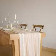 Ivory Chiffon Table Runner For 5 Foot Round Table 14 Inches X 72 Inches