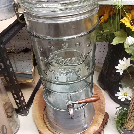 Mason Jar Beverage Dispenser on a Galvanized Stand