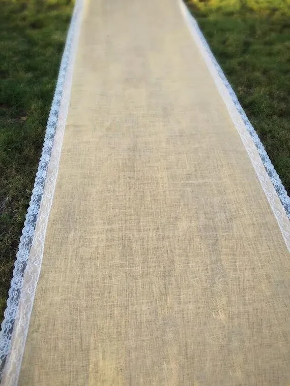 Burlap Ivory Lace Isle Runner