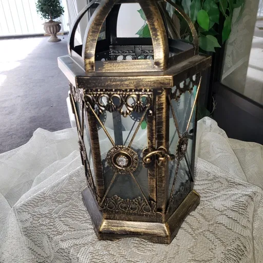 Med Size Dark Lantern with Gold Accents