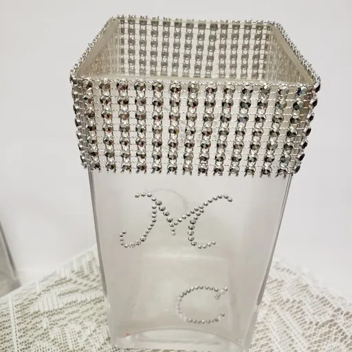 Clear Vases with Silver Rhinestones