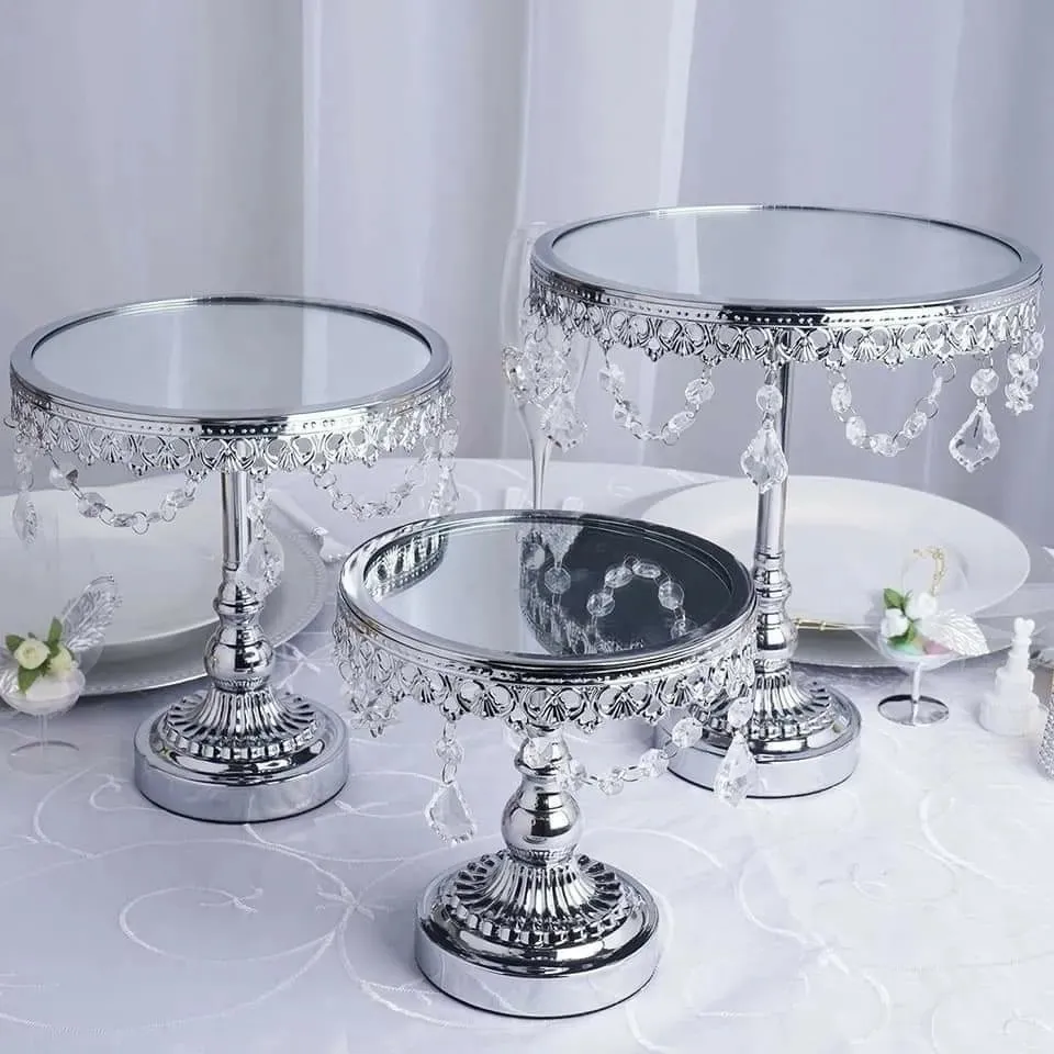 Silver Rhinestone Cake Stands