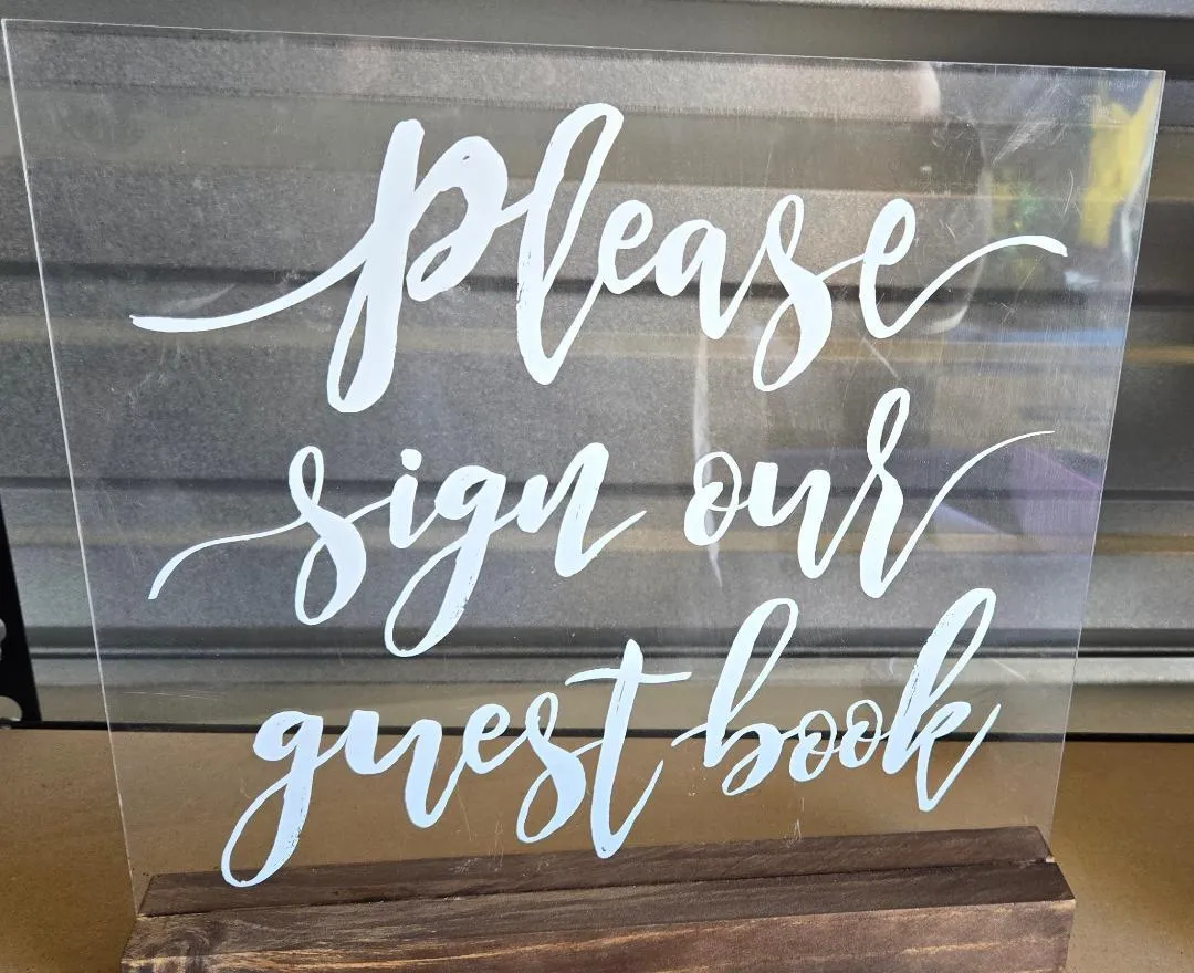 Acrylic Please Sign Our Guestbook With Stand
