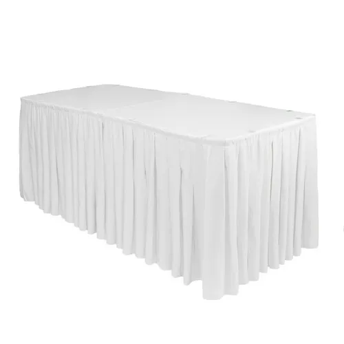 White Polyester 17 Foot Table Skirt