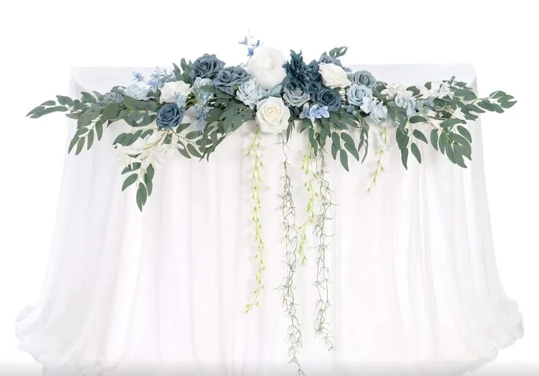 Dusty Blue and White Floral Spray