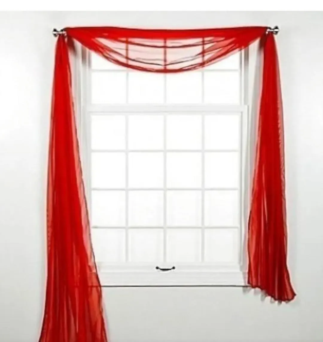 Red Sheer Scarf  55 inches X 216 Inches