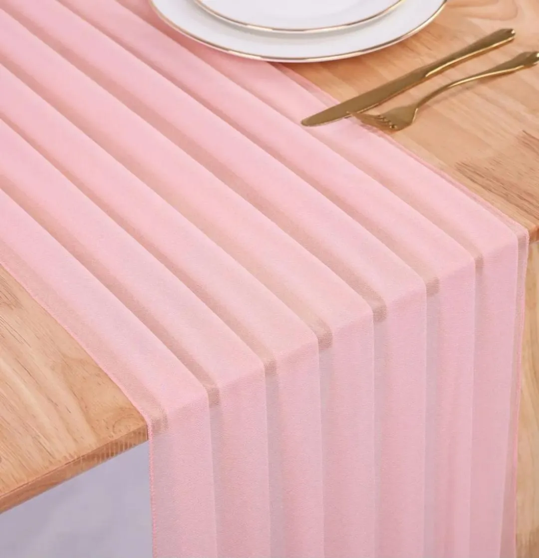 Dusty Rose Chiffon Runner 27 Inch X 10 Foot