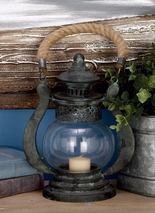 Green Lantern With Twine Handle