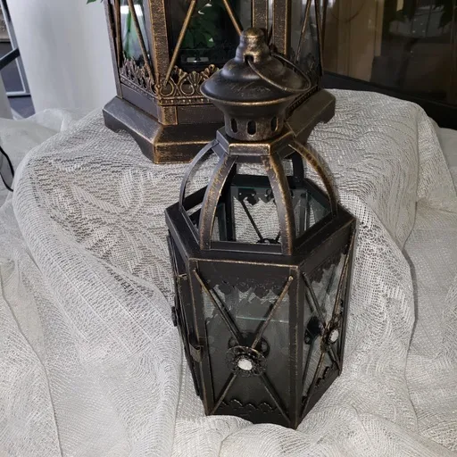 Small Dark Lantern with Gold Accents