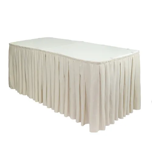 21 Foot Ivory Polyester Table Skirt