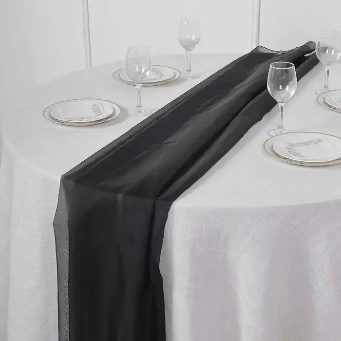 Black Chiffon Table Runner  19 inch X 72 Inch