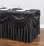 Fancy 6 Foot Black Tablecloth with Valance